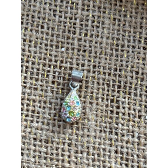 925 marked Silver Teardrop Pendant With Multicolored CZ Gemstones - Picture 9 of 12